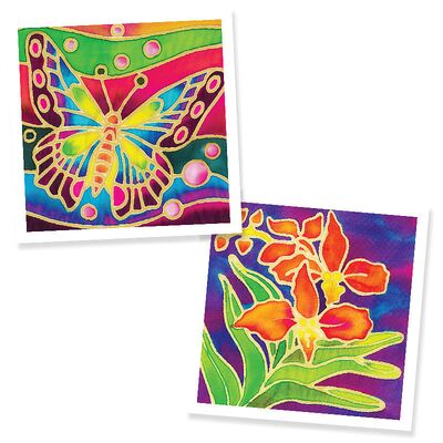 Batik painting kits of a butterfly and an orchid