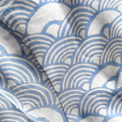 Close up of blue ombak batik