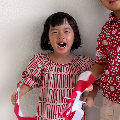 Hanacaraka Red Batik Dress