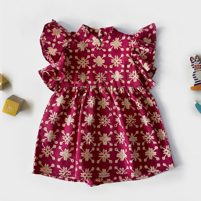 Jia red and gold ruffled Chinese New Year kids Dress