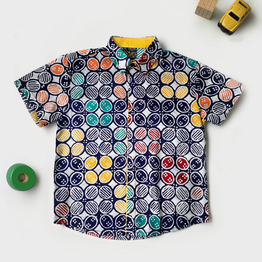 Colorful kawung batik shirt for boys