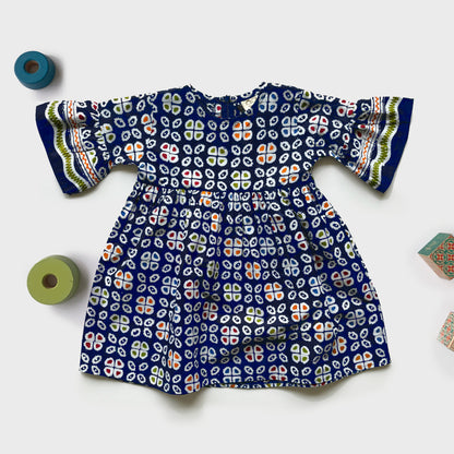 Kawung motif navy blue dress