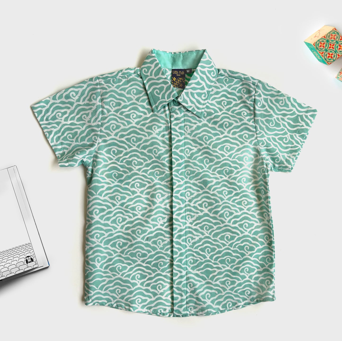 Megamendung Batik Shirt in Turquoise Green