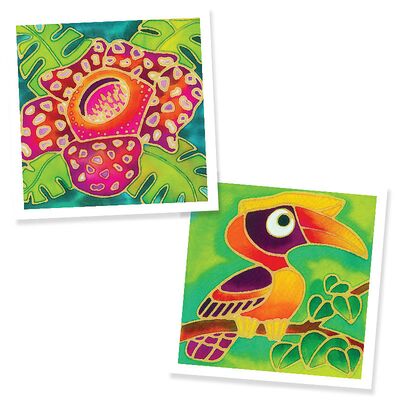 Finished batik painting kits of rafflesia flower and hornbill