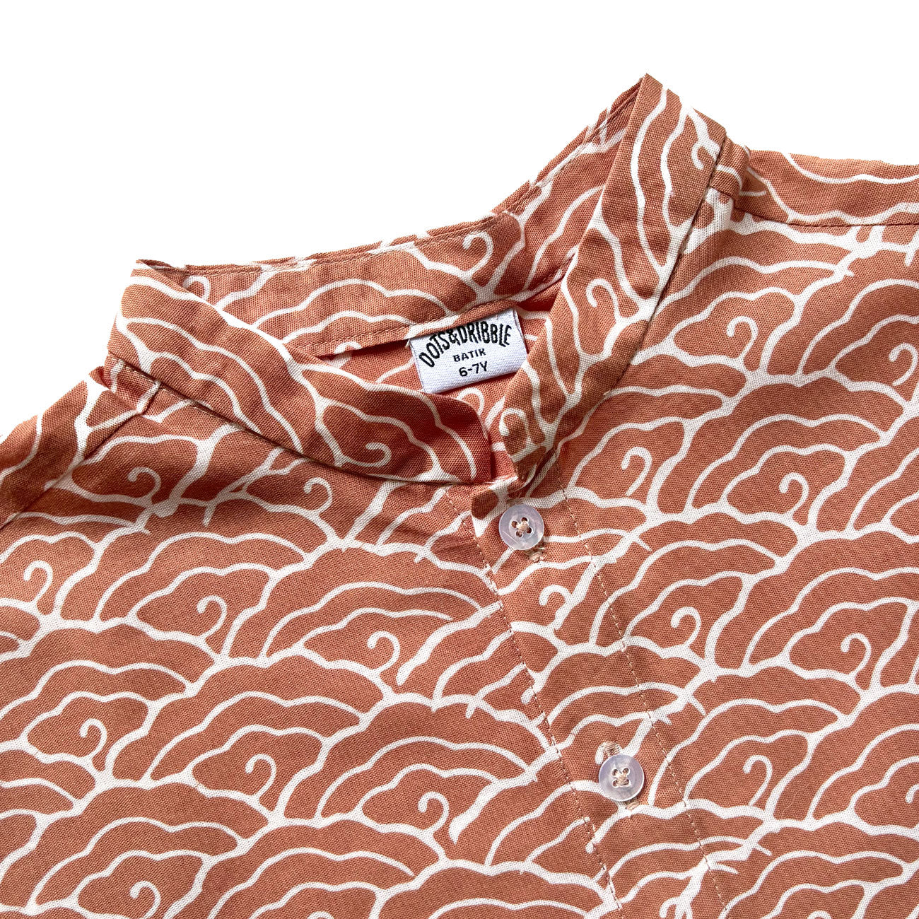 Mandarin collar on a batik shirt