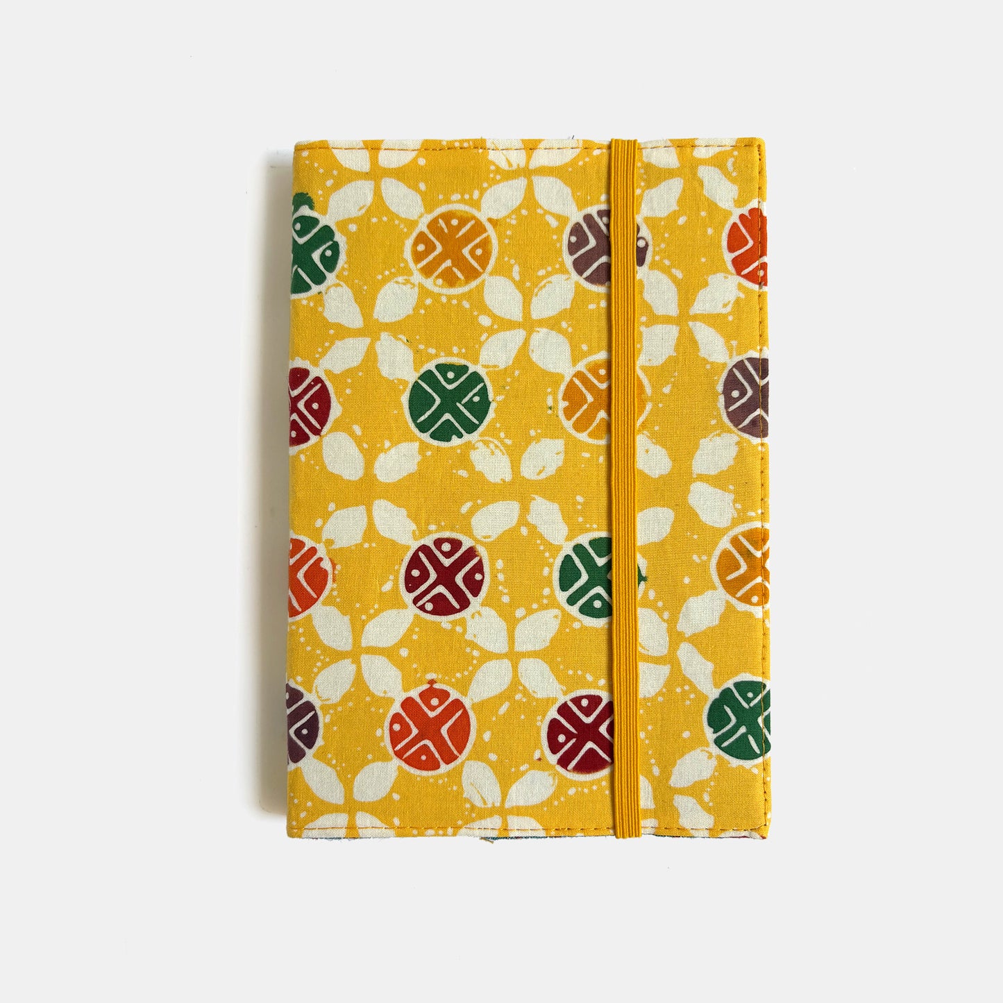 Notebook with a colorful pattern on a white background